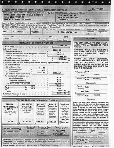 Finance Contract - Page 1