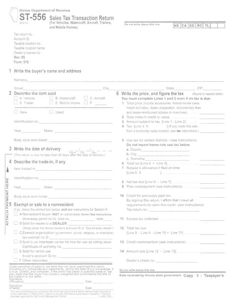 ST-556 Tax Form (Complete Set) - Page 1